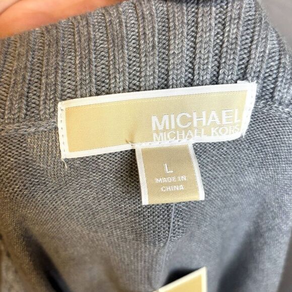 Michael Kors Light Grey Comfy Knee Length Sweater Dress Cowl Neck Women NWT - Picture 8 of 9